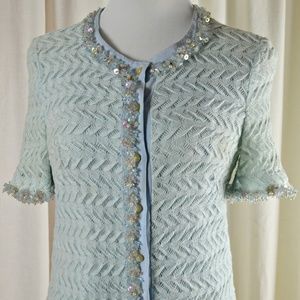 Preppy VTG Mr Simon Cotton Knit Beaded Cardigan